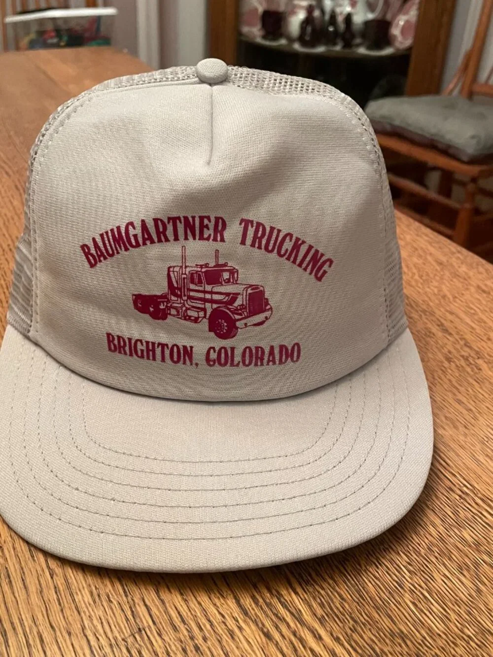 Baumgartner Trucking Brighton, Colorado Gray Snapback Trucker Hat made in USA